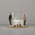 Modern Mall Clothing Store Display With Mannequins Accessories And Wooden Shelves