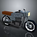 Pixelated Low Poly Motorcycle Design With Brown Seat Yellow Headlight And Black White Wheels