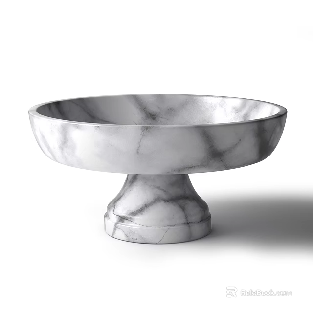 Elegant White Marble Pedestal Bowl With Smooth Surface And Classic Design 3d model