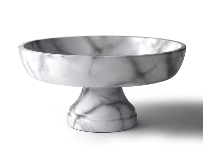 Elegant White Marble Pedestal Bowl With Smooth Surface And Classic Design 3d model
