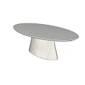 Sleek Modern Dining Table With Round Top And Wooden Textured Base Design 3d model
