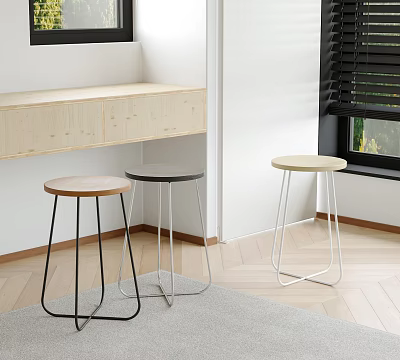 Modern Round Seat Stools With Metal Legs In Different Colors For Living Space Interior 3d model