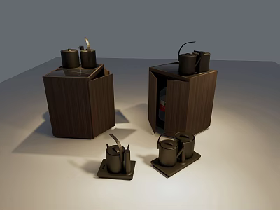 Wooden Daily Electrical Appliances With Black Components For Home Kitchen Use 3d model