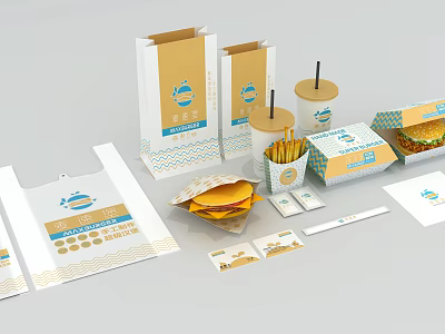 modern box hamburger packaging 3d model modern box hamburger packaging 3d model
