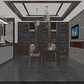 Traditional Chinese Style Lobby Interior With Wooden Decor Stone Elements And Reception Desk