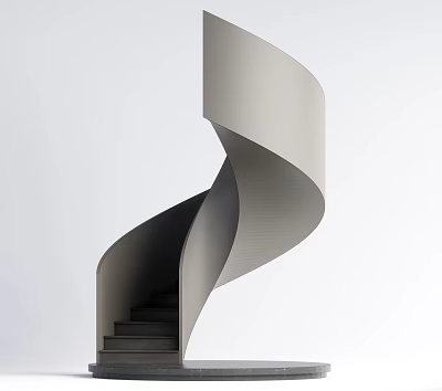 Modern Minimalist Spiral Staircase Interior Design With Sleek Curved Structure And Neutral Tones 3d model