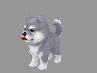Cute Cartoon Reptile With Gray And White Body Sticking Out Tongue 3d model