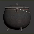 Traditional Cast Iron Cooking Pot With Lid Handle And Legs For Kitchen Use