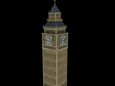 Iconic Clock Tower With Two Faced Clocks And Pointed Spire Design 3d model