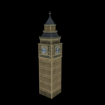 Iconic Clock Tower With Two Faced Clocks And Pointed Spire Design 3d model
