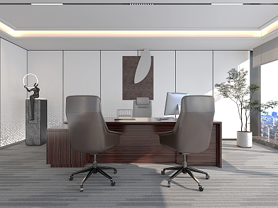 Modern Office Desk and Chair Manager Desk and Chair Boss Desk and Chair 3d model