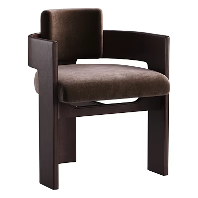 Modern Accent Chair With Wooden Frame Brown Padded Seat And Backrest 3d model