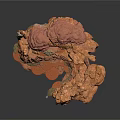 Red Layered Rock Landscape Structure With Cave Like Sections And Rockery Elements