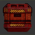 Red Emergency Equipment Container With Yellow Black Warning Stripes And Side Windows 3d model