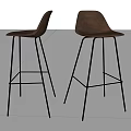 Modern Brown Bar Stools With Black Metal Legs And Simple Design 3d model