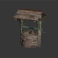 Traditional Garden Ornament With Wooden Roof Stone Well Body And Handle Design