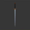 Standing Sword With Silver Blade Black Hilt Orange Handle And Red Pommel