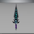 Fantasy Sword With Blue Glowing Runes Purple Hilt And Decorative Guard