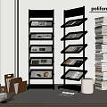 Elegant Contemporary Books Magazines Display Rack With Multiple Layers And Assorted Publications