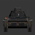Military Tank With Metallic Texture Turret Tracks And Gun Barrel Design