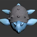 Cute Blue And White Stuffed Turtle Toy With Gray Shell Structure
