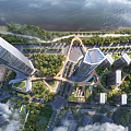 Modern Office Building Nanchang Jiulong Lake Split 3d model