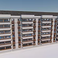 Modern Multi Story Apartment Building With Balconies And Brown White Exterior