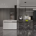 Modern Living and Dining Room Interior With Round Chandelier Sectional Sofa and Coffee Table