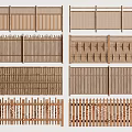 Chinese Fence Bamboo Fence Partition Wooden Railing 3d model