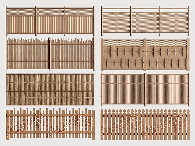 Chinese Fence Bamboo Fence Partition Wooden Railing 3d model