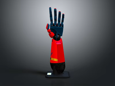 Red Blue Robotic Mechanical Arm Design With Black Base Structure 3d model
