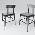 Modern Dining Chairs With Black Metal Frame And Gray Upholstered Seats