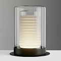 Modern Table Lamp With Transparent Glass Shade And White Ribbed Light Body And Black Base