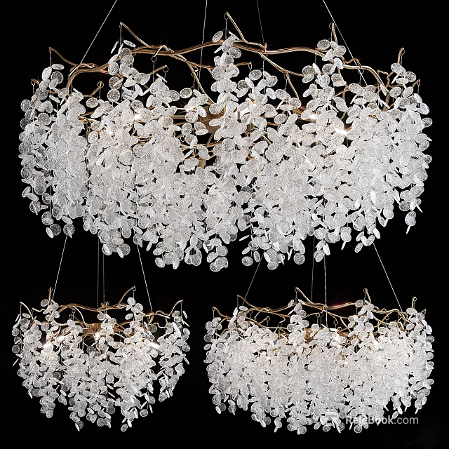 Elegant Leaf Shaped Crystal Pendant Light With Decorative Hanging Design Elements 3d model