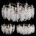 Elegant Leaf Shaped Crystal Pendant Light With Decorative Hanging Design Elements 3d model