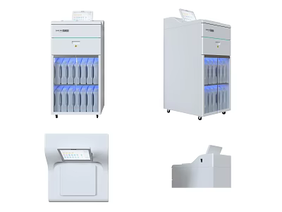 Advanced Industrial Equipment With White Cabinet Blue LED Lighting Multiple Storage Drawers And Digital 3d model