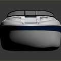 Modern White Speedboat with Blue Accents Transparent Windshield and Brown Interior Seats for Water Transportation