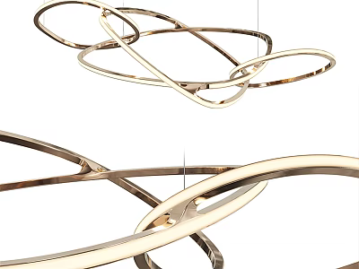 Contemporary Brass Chandelier With Intertwined Circular Metal Rings For Modern Interior 3d model
