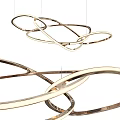 Contemporary Brass Chandelier With Intertwined Circular Metal Rings For Modern Interior