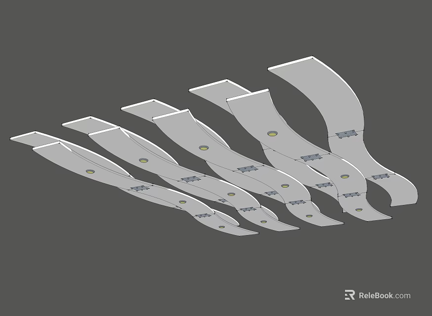 Curved White Ceiling Design In Modern Style With Multiple Recessed Features 3d model