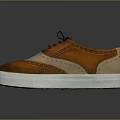 Brown Casual Brogue Shoes With Leather Upper Black Laces And White Sole
