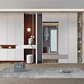 Modern White Shoe Cabinet With Storage Shelves And Hanging Hooks