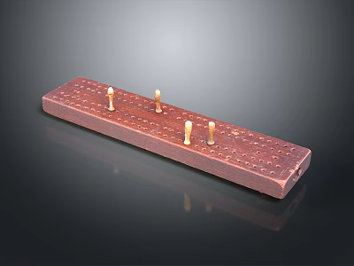 Long Rectangular Brown Stool With Perforated Surface Texture And Four Small Cylindrical Legs 3d model