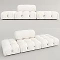 White Sectional Sofa With Modular Design Soft Fabric And Button Tufted Details 3d model