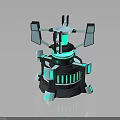 Futuristic Sci Fi Device 3D Model With Green Glowing Accents And Black White Structure
