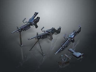 Browning machine gun Browning Gatling White Browning machine gun machine gun bullet military 3d model