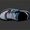Gray White Blue Athletic Sneakers With Swoosh Logo And Air Cushion Sole