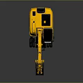 CAT Yellow Wheel Excavator With Long Boom Black Bucket And Operator Cab