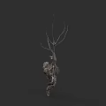 Botanical Artwork of Dry Tree with Exposed Roots and Bare Branches