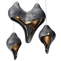 Modern Organic Shaped Chandeliers With Matte Beige Gray Finish And Metallic Accents For Interior Decor
